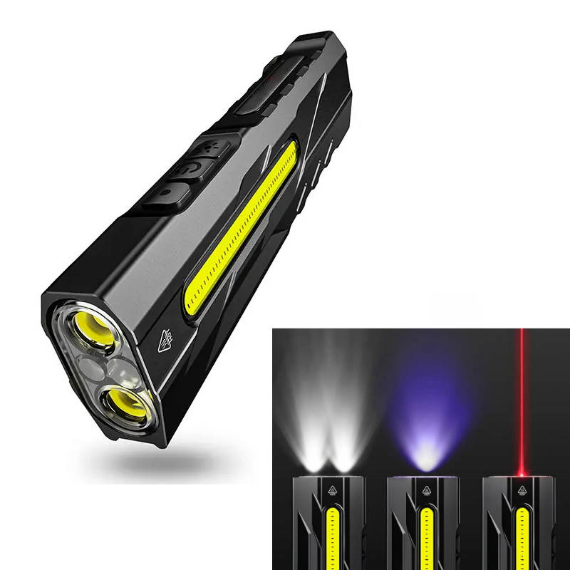 Rechargeable LED Flashlight with Magnetic Tail and UV Red Laser, 1500 Lumens All Vera Mart