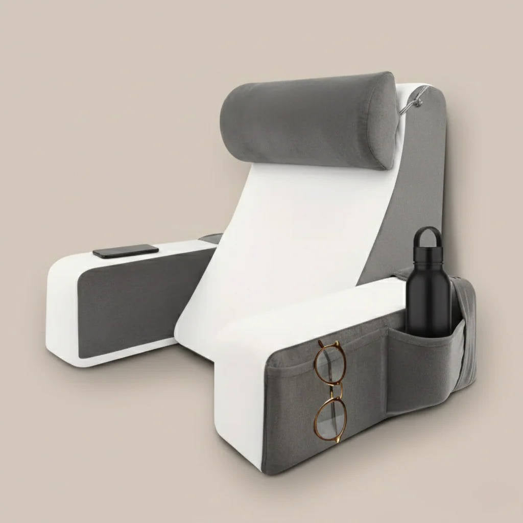 Reading Pillow with Detachable Arms and Adjustable Neck Support, Dual Pockets All Vera Mart
