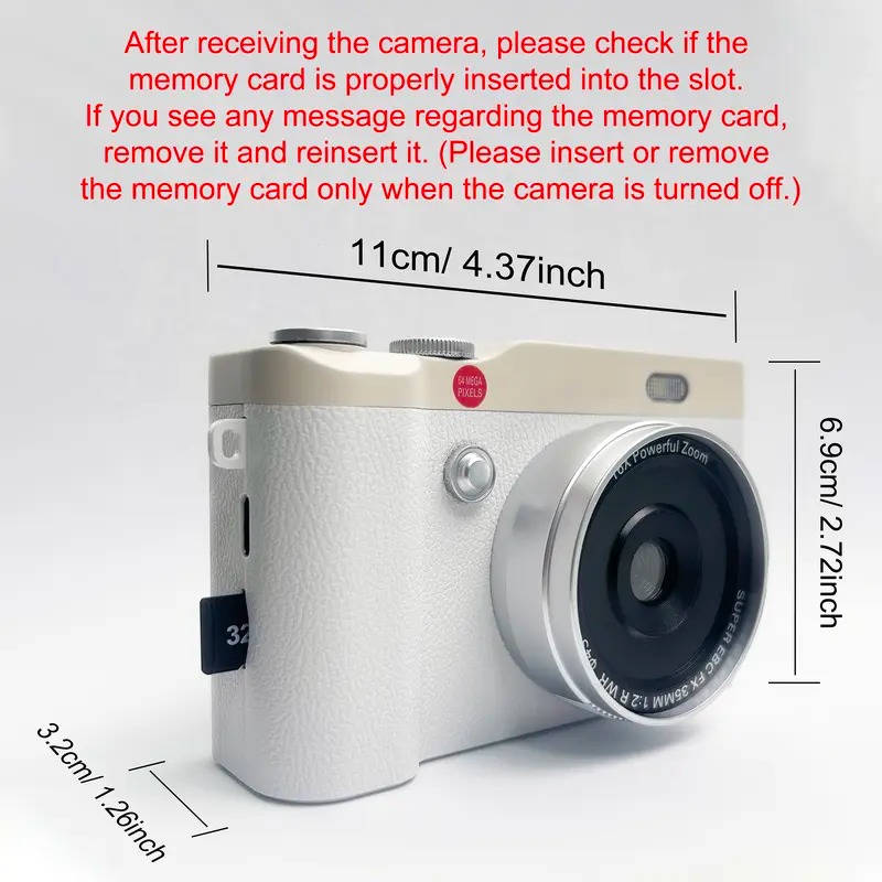 Flip Screen Digital Camera with 64M Resolution and Built-in LED, 32GB Memory Card Included All Vera Mart