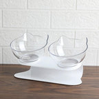 Tilted Cat Feeding Bowl with 15-Degree Angle and Dual Transparent Dishes, Anti Slip Base All Vera Mart