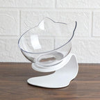 Tilted Cat Feeding Bowl with 15-Degree Angle and Dual Transparent Dishes, Anti Slip Base All Vera Mart