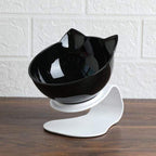 Tilted Cat Feeding Bowl with 15-Degree Angle and Dual Transparent Dishes, Anti Slip Base All Vera Mart