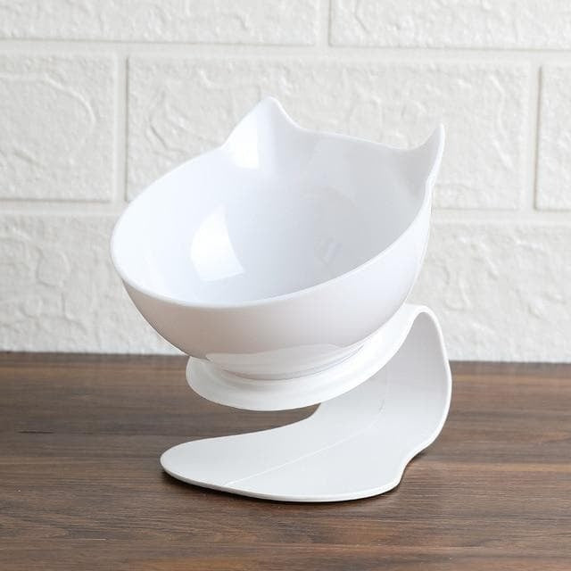 Tilted Cat Feeding Bowl with 15-Degree Angle and Dual Transparent Dishes, Anti Slip Base All Vera Mart
