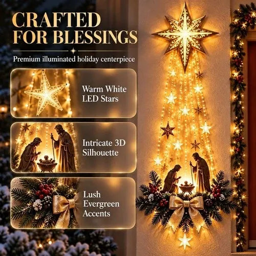 Nativity Wall Ornament with Warm White LED Lights and Star Topper All Vera Mart