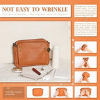 Leather Crossbody Bag with Three Compartments and Detachable Strap, Convertible Clutch All Vera Mart