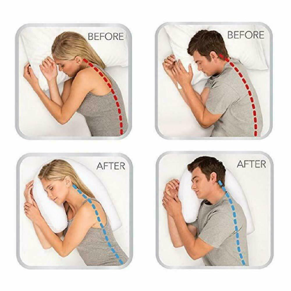 Side Sleeper Pillow with Ear Hole Cutout and Spine Support, Machine Washable All Vera Mart