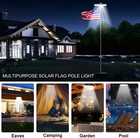 LED Flagpole Top Light with Solar Panel and Automatic Dusk Sensor All Vera Mart