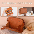Leather Crossbody Bag with Three Compartments and Detachable Strap, Convertible Clutch All Vera Mart