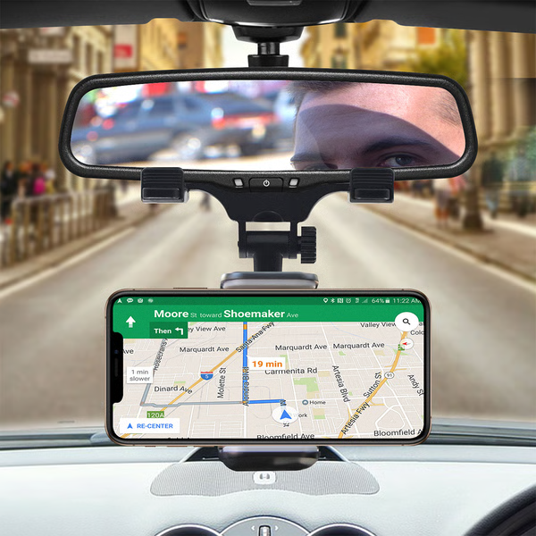 Rearview Mirror Phone Mount with 360 Rotation and 180 Tilt, 3-5 Inch Phones All Vera Mart