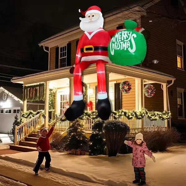 8-Foot Inflatable Santa with LED Lighting and Climbing Pose, Outdoor Yard Decor All Vera Mart