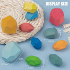 Colorful Wooden Stacking Stones Set of 36 Pieces with Mixed Shapes for Balancing Play