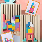 Natural Wood Stacking Puzzle Game for Family Nights Classrooms and Solo Play