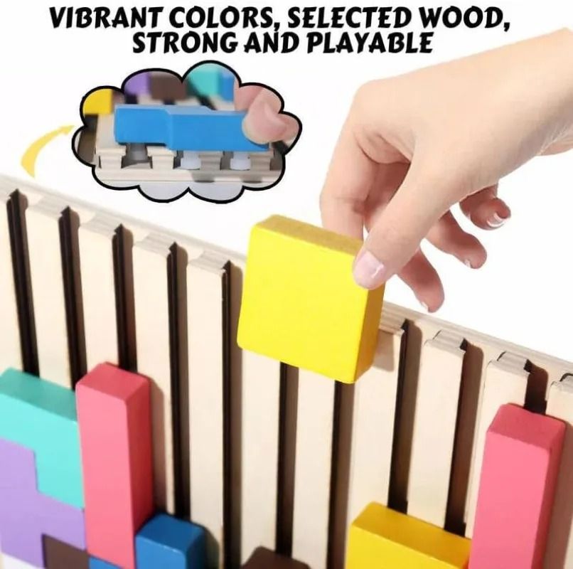 Natural Wood Stacking Puzzle Game for Family Nights Classrooms and Solo Play