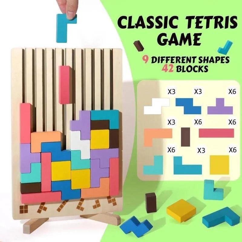 Natural Wood Stacking Puzzle Game for Family Nights Classrooms and Solo Play