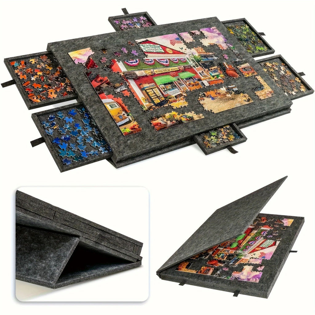 Portable Puzzle Table with Six Sorting Drawers Stand and Cover Lid for 1000 Piece Puzzles