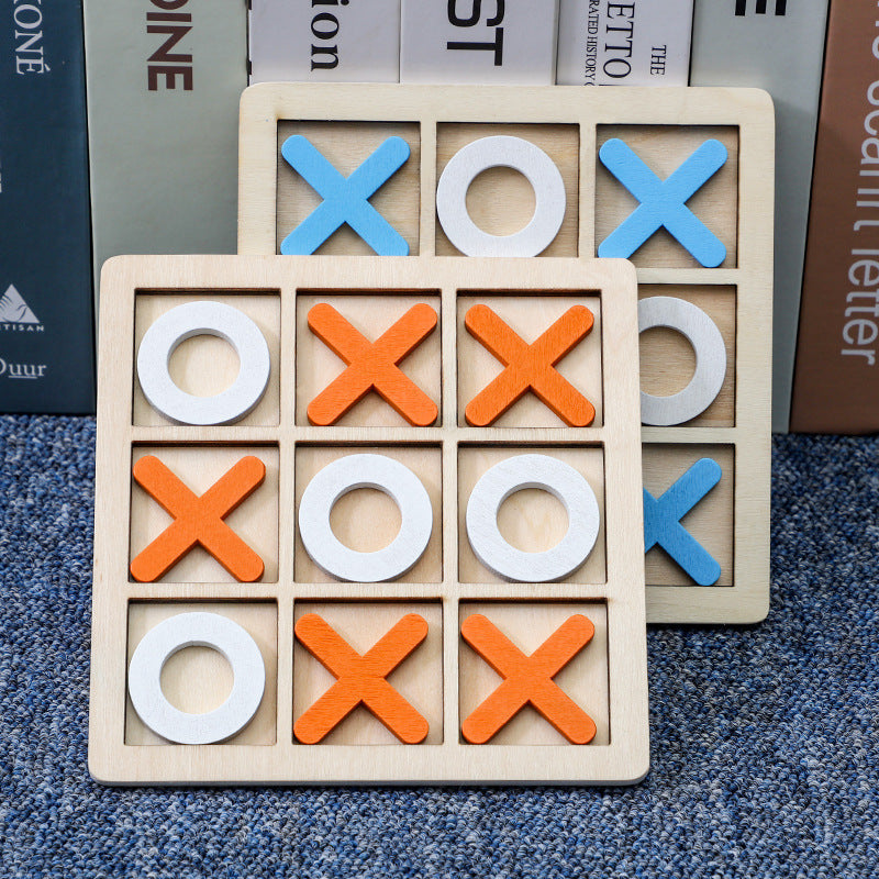 Solid Wood Tic Tac Toe Board Game for Family Tables Picnics and Camping Trips