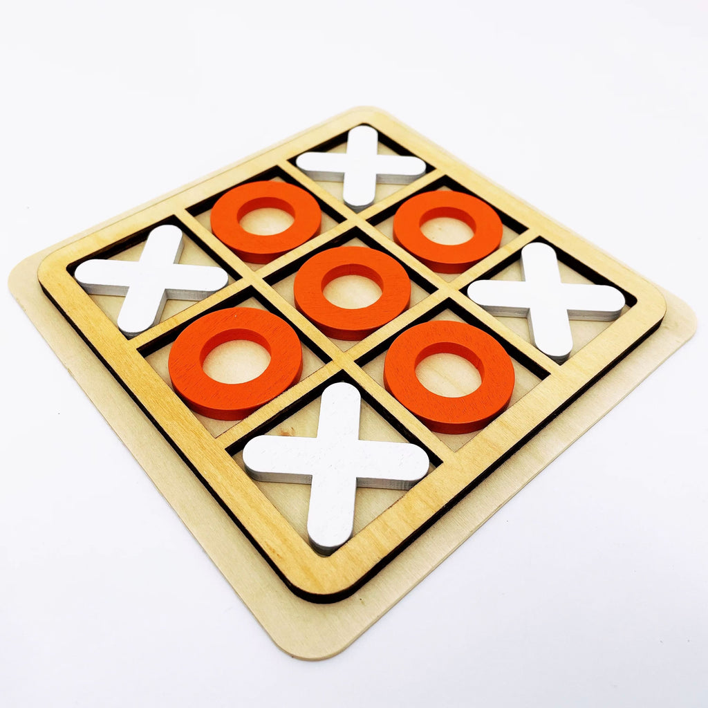 Solid Wood Tic Tac Toe Board Game for Family Tables Picnics and Camping Trips