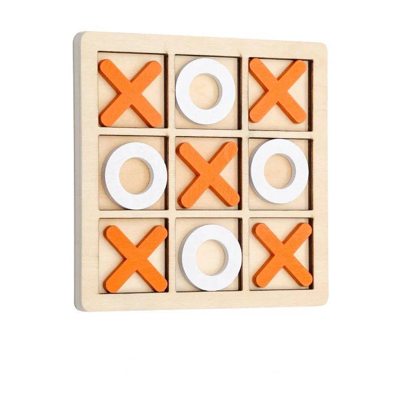 Solid Wood Tic Tac Toe Board Game for Family Tables Picnics and Camping Trips