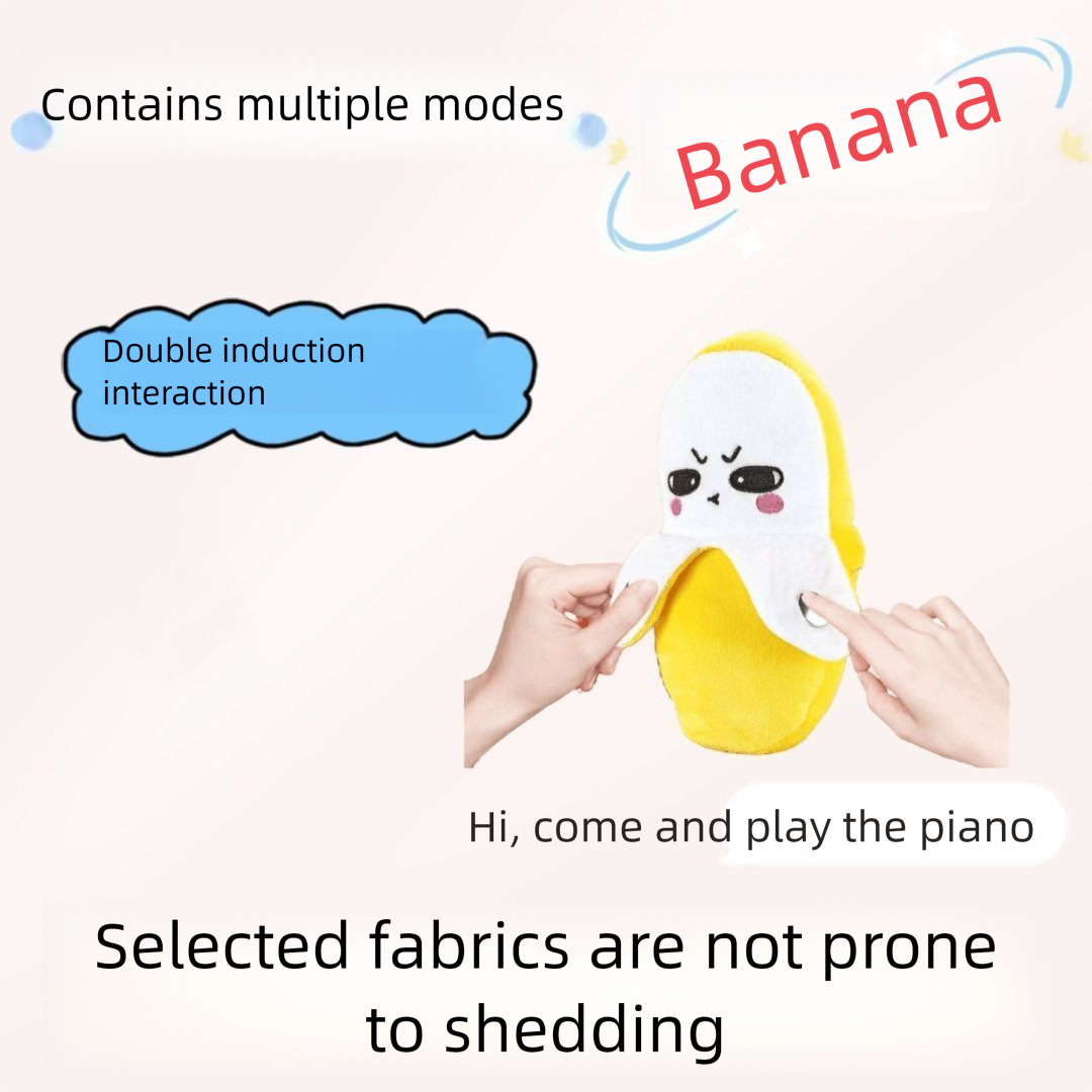 Banana Shaped Plush Toy with Touch Sensor Sounds for Kids and Family Fun