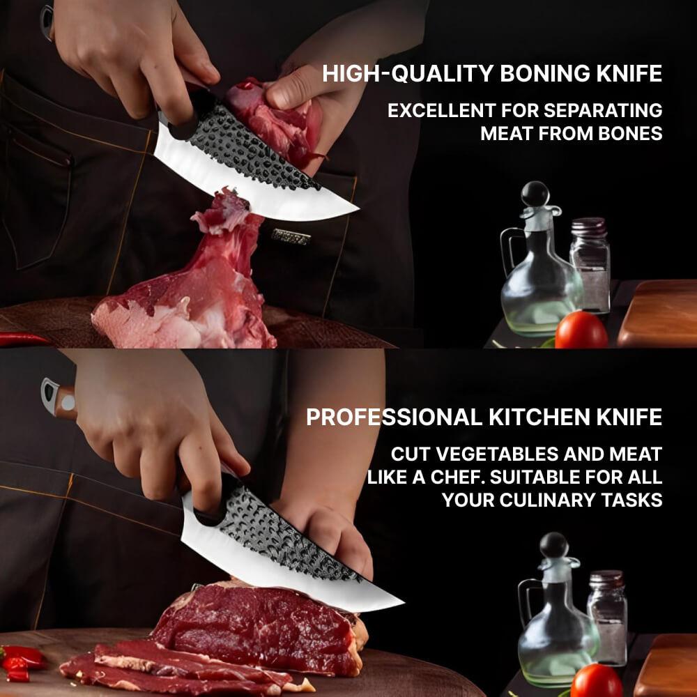 Alloy Blade Kitchen Knife with Cherry Wood Handle and Finger Notch Grip All Vera Mart