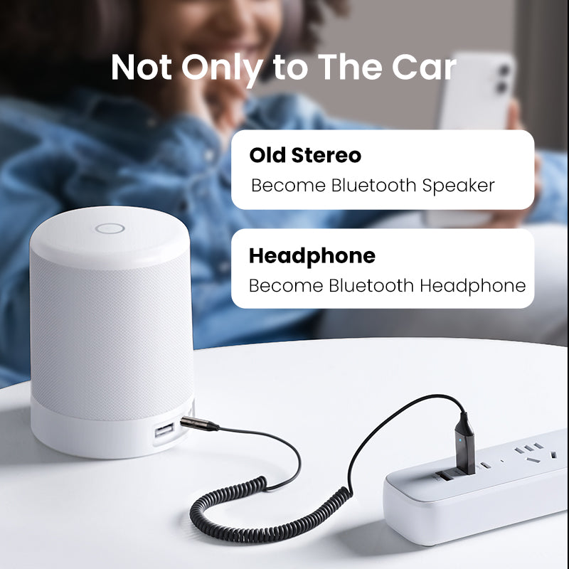 Wireless Car Aux Adapter with Hands Free Calling and Dual Device Connection All Vera Mart