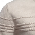 Mens Textured Crewneck Sweater with Subtle Woven Lines and a Tailored Fit in Five Colors