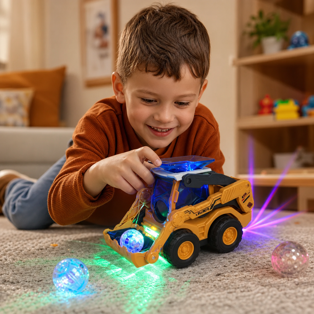 Light Up Construction Bulldozer with Ball Launcher and Rolling Movement All Vera Mart