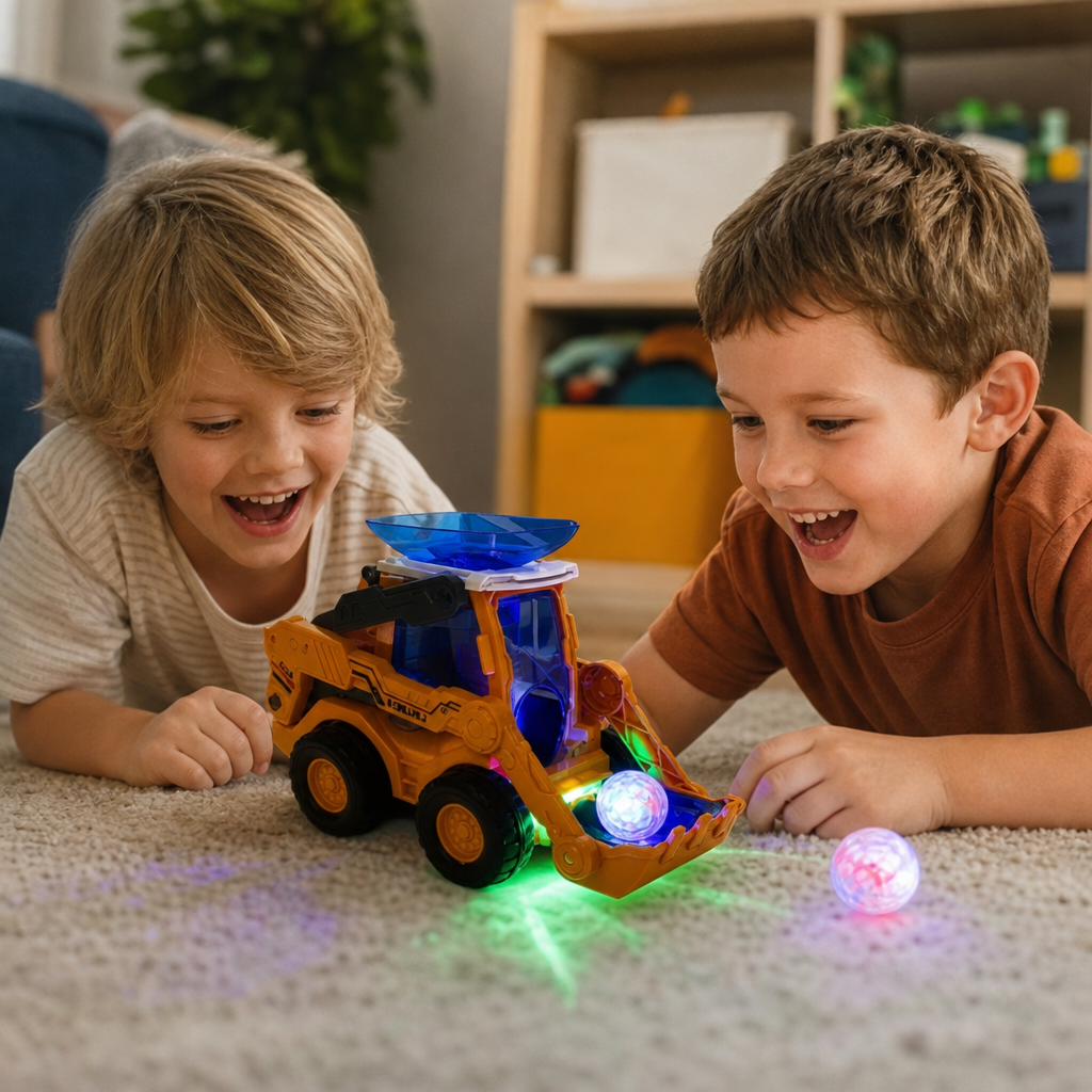 Light Up Construction Bulldozer with Ball Launcher and Rolling Movement All Vera Mart