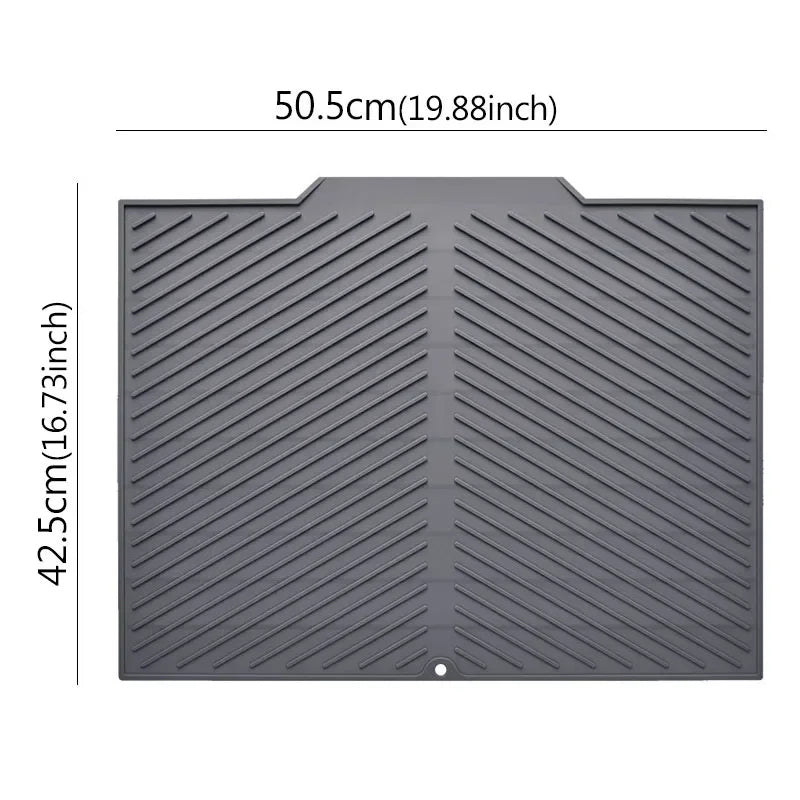 Grooved Silicone Dish Drying Mat with Dual-Sided Channels and Textured Grip All Vera Mart