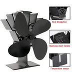 Wood Stove Fan with Thermoelectric Power and 4-Blade Anodized Aluminum, Silent Operation All Vera Mart