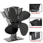 Thermoelectric Wood Stove Fan with Four-Blade Airflow and Thermal Safety Lift All Vera Mart