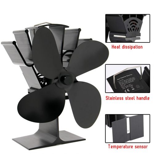 Thermoelectric Wood Stove Fan with Four-Blade Airflow and Thermal Safety Lift All Vera Mart