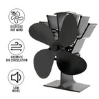 Wood Stove Fan with Thermoelectric Power and 4-Blade Anodized Aluminum, Silent Operation All Vera Mart