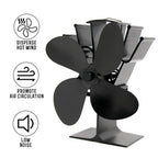 Thermoelectric Wood Stove Fan with Four-Blade Airflow and Thermal Safety Lift All Vera Mart
