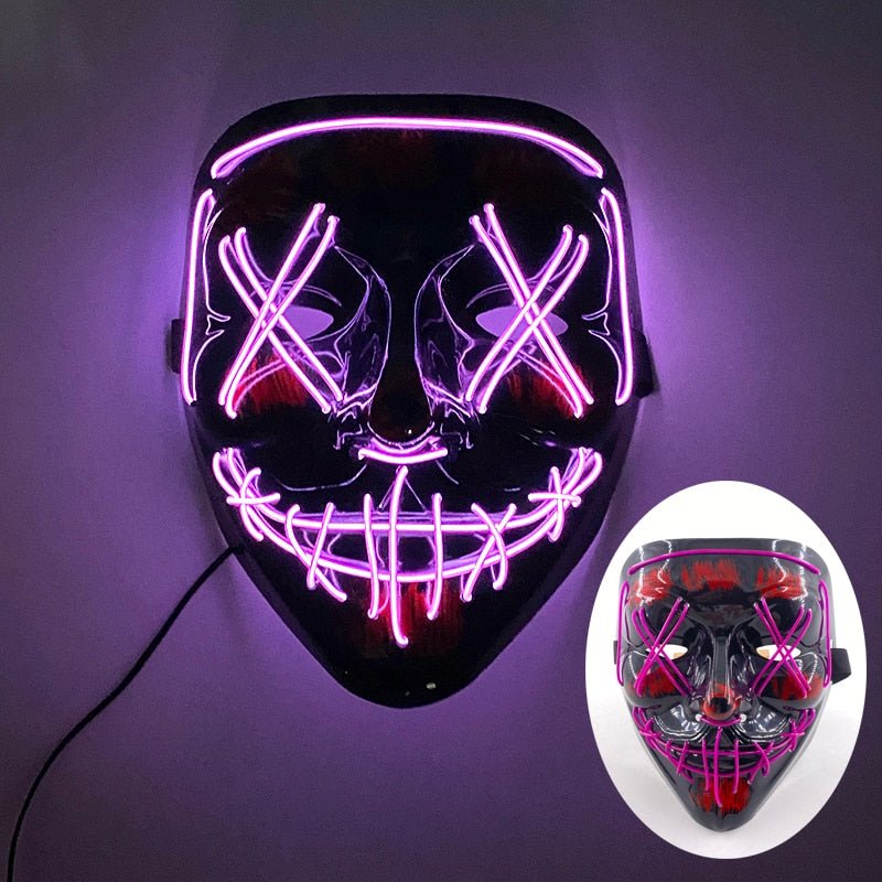 LED Light Up Mask with Glowing Wire and Four Light Modes for Halloween Costumes