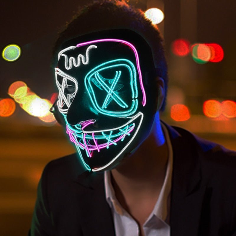 LED Light Up Mask with Glowing Wire and Four Light Modes for Halloween Costumes