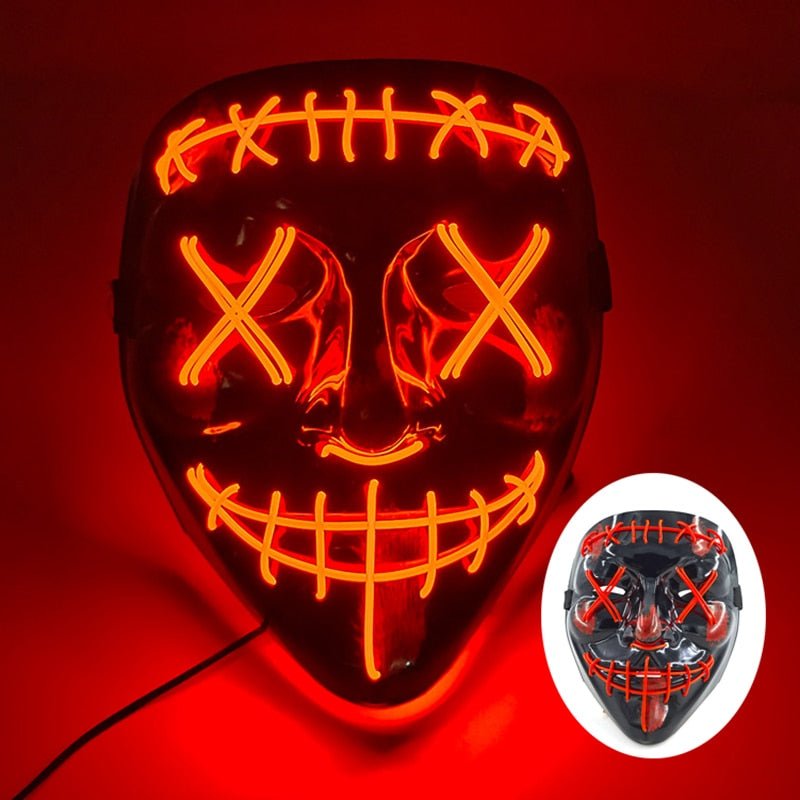 LED Light Up Mask with Glowing Wire and Four Light Modes for Halloween Costumes