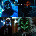LED Light Up Mask with Glowing Wire and Four Light Modes for Halloween Costumes