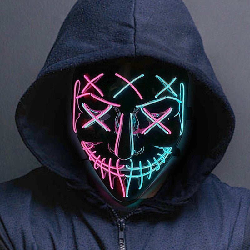 LED Light Up Mask with Glowing Wire and Four Light Modes for Halloween Costumes
