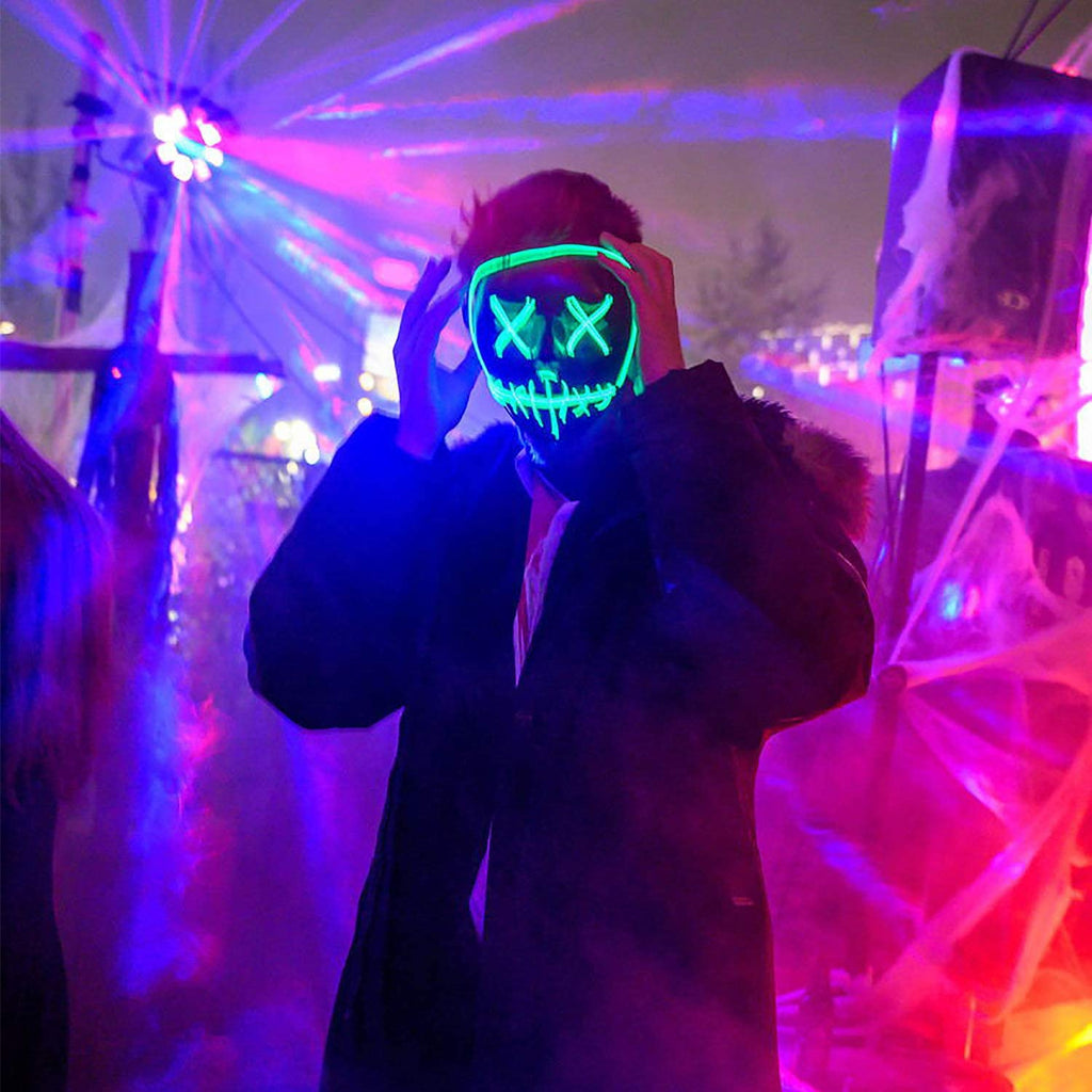 LED Light Up Mask with Glowing Wire and Four Light Modes for Halloween Costumes