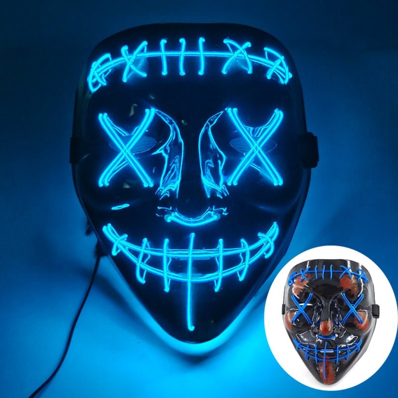 LED Light Up Mask with Glowing Wire and Four Light Modes for Halloween Costumes