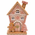 Lighted Gingerbread House with Internal LED Glow and Frosting Details, 8.5in All Vera Mart