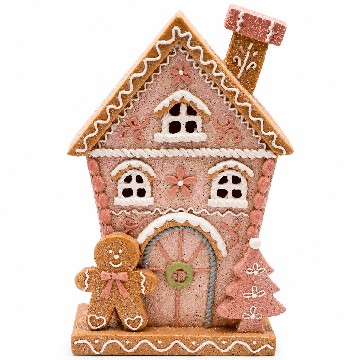 Lighted Gingerbread House with Internal LED Glow and Frosting Details, 8.5in All Vera Mart