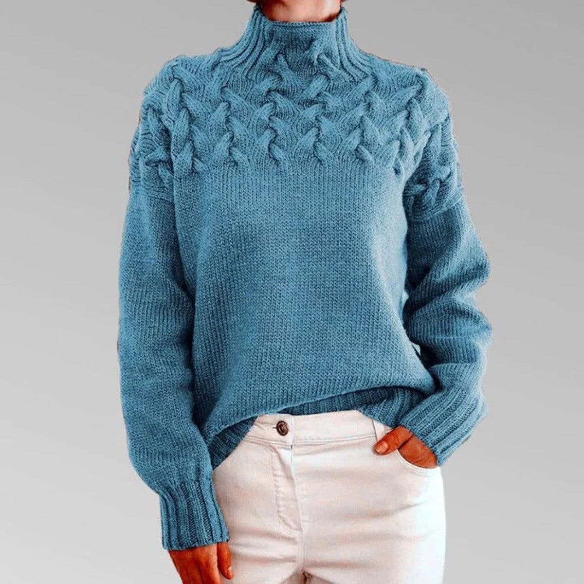 Turtleneck Sweater with Long Sleeves and Extended Hip Length All Vera Mart