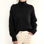 Turtleneck Sweater with Long Sleeves and Extended Hip Length All Vera Mart