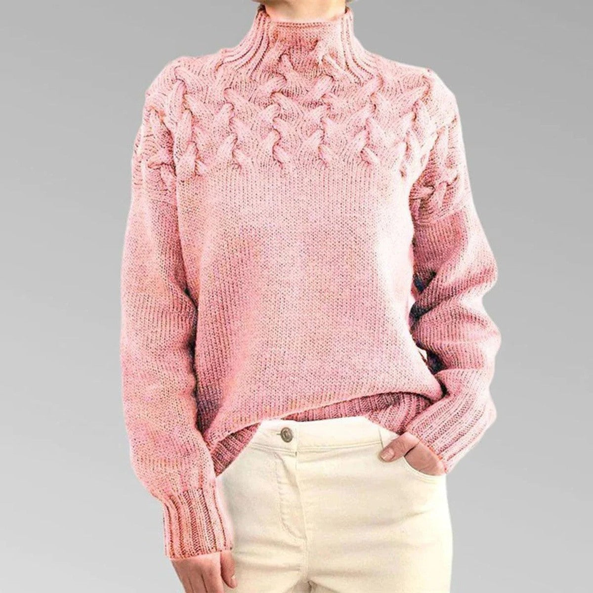 Turtleneck Sweater with Long Sleeves and Extended Hip Length All Vera Mart