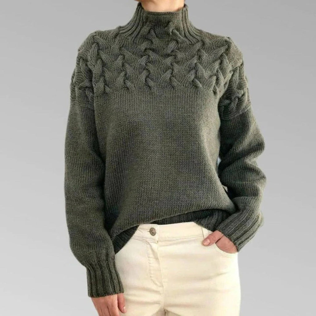 Turtleneck Sweater with Long Sleeves and Extended Hip Length All Vera Mart