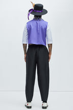 Purple Ceremonial Priest Costume Set with Coat and Top Hat for Men