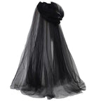 Mesh Tulle Hooded Cloak with Double Layer Hood and Neck Ties for Costumes All Vera Mart