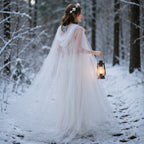 Mesh Tulle Hooded Cloak with Double Layer Hood and Neck Ties for Costumes All Vera Mart